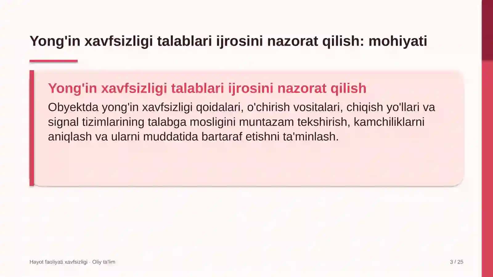 g'allachilikda yong'in xavfsizligi talablariga rioya etilishini nazorat qilish 8420 3