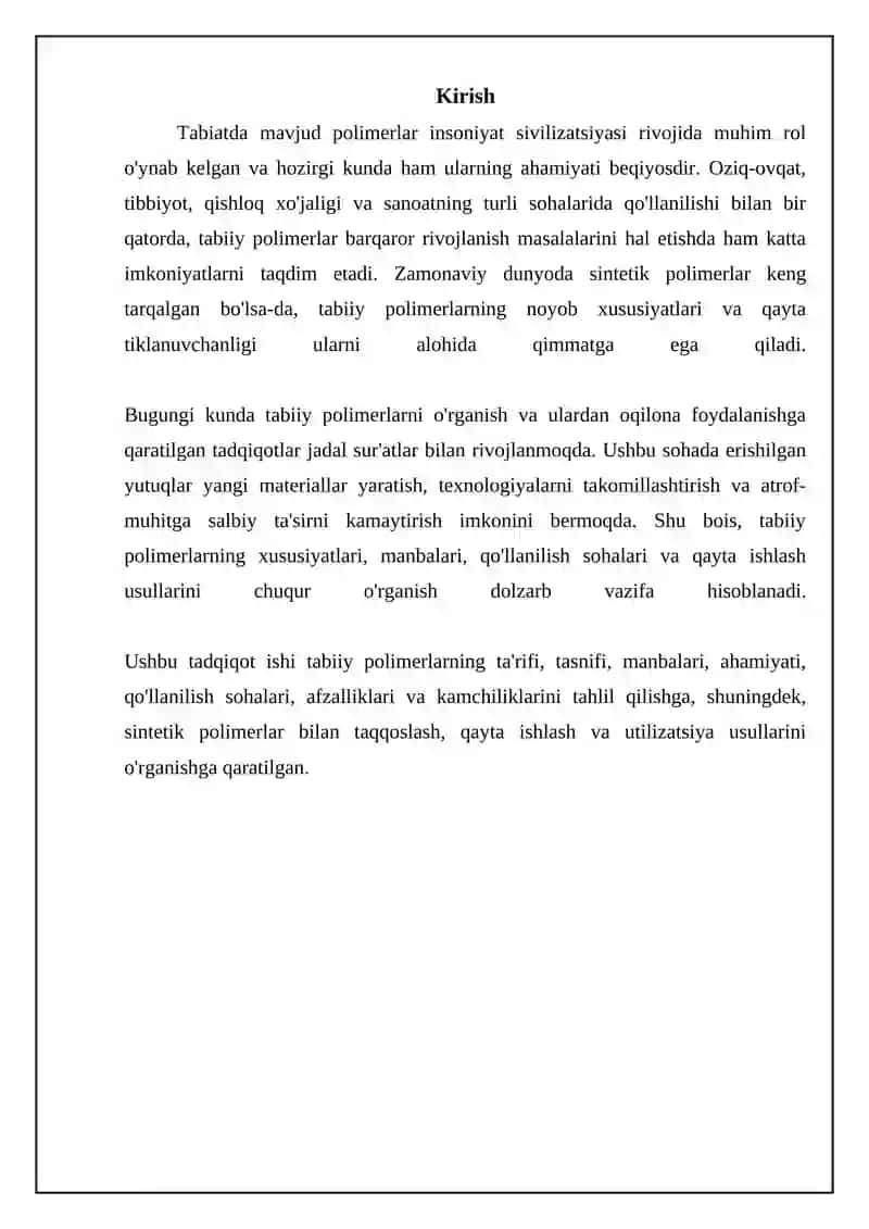 Tabiiy polimerlar: Ta'rif, tasniflash va manbalar 3