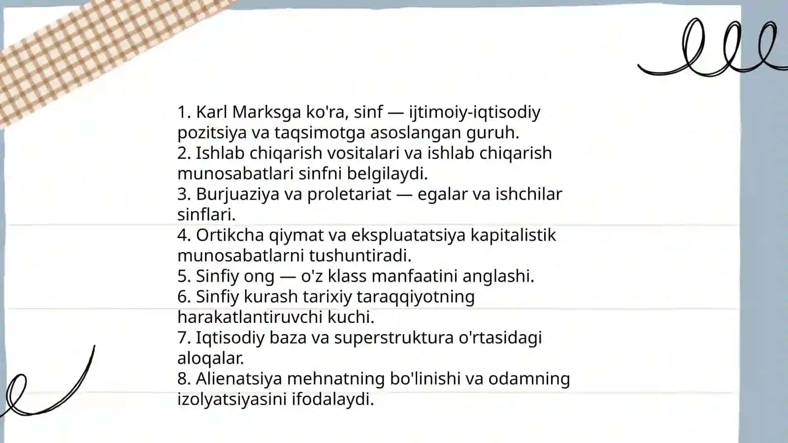 Karl Marksning ijtimoiy sinfiy konflikt konsepsiyasi, Mirzaidova Anora 3