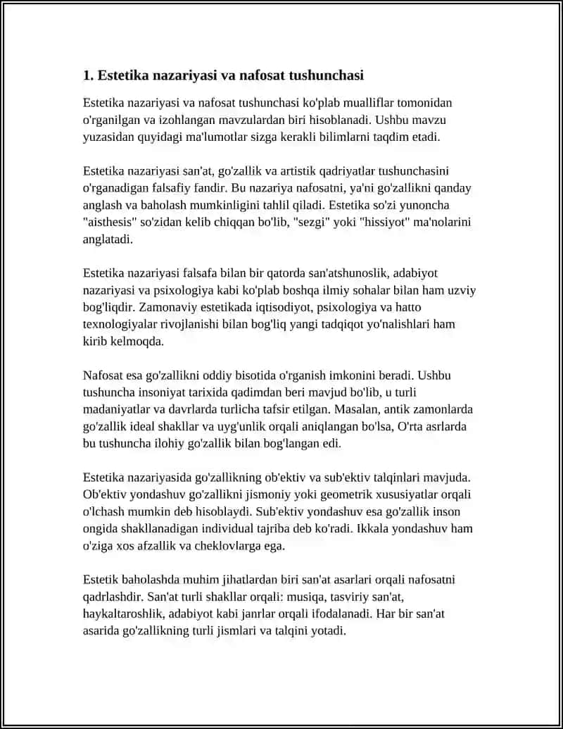 ESTETIKA (NAFOSAT FALSAFASI) 3