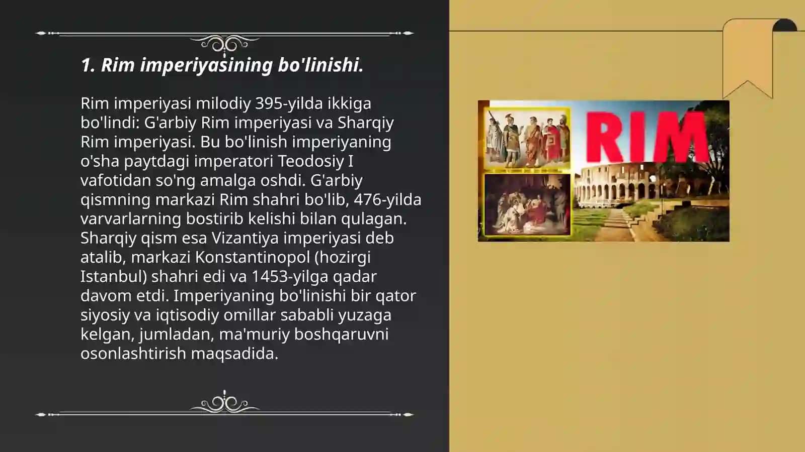 Rim imperiyasining bo'linishi 3