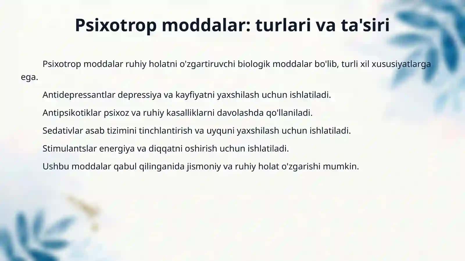 Psixotrop moddalar qabul qilganda yuzaga keladigan shoshilinch yordam 3