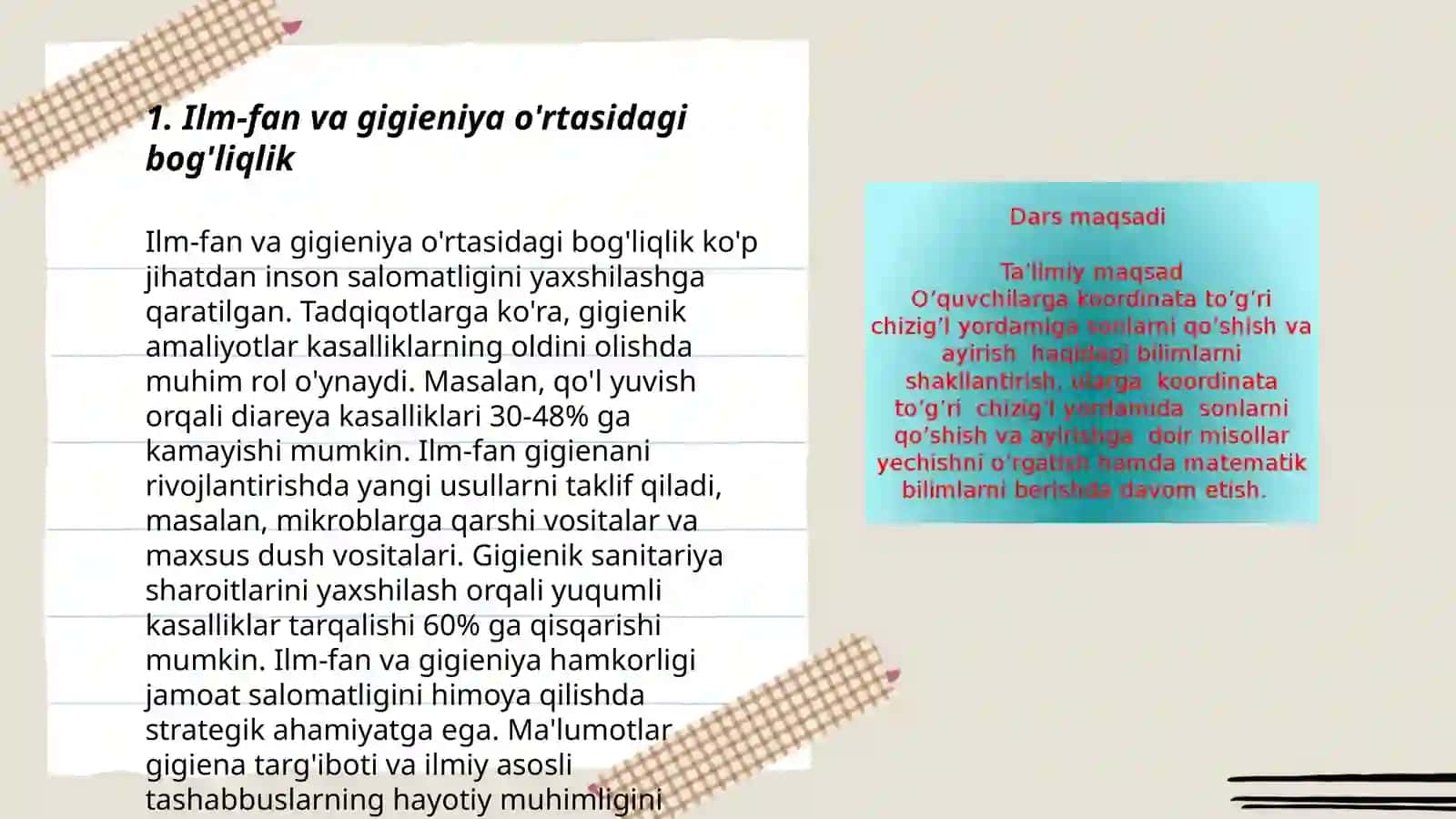 ilm-fan va tabiat markazida gigeniya va xavfsizlik qoidalariga amal qilish ko'nikmalarini shakllantirish 3
