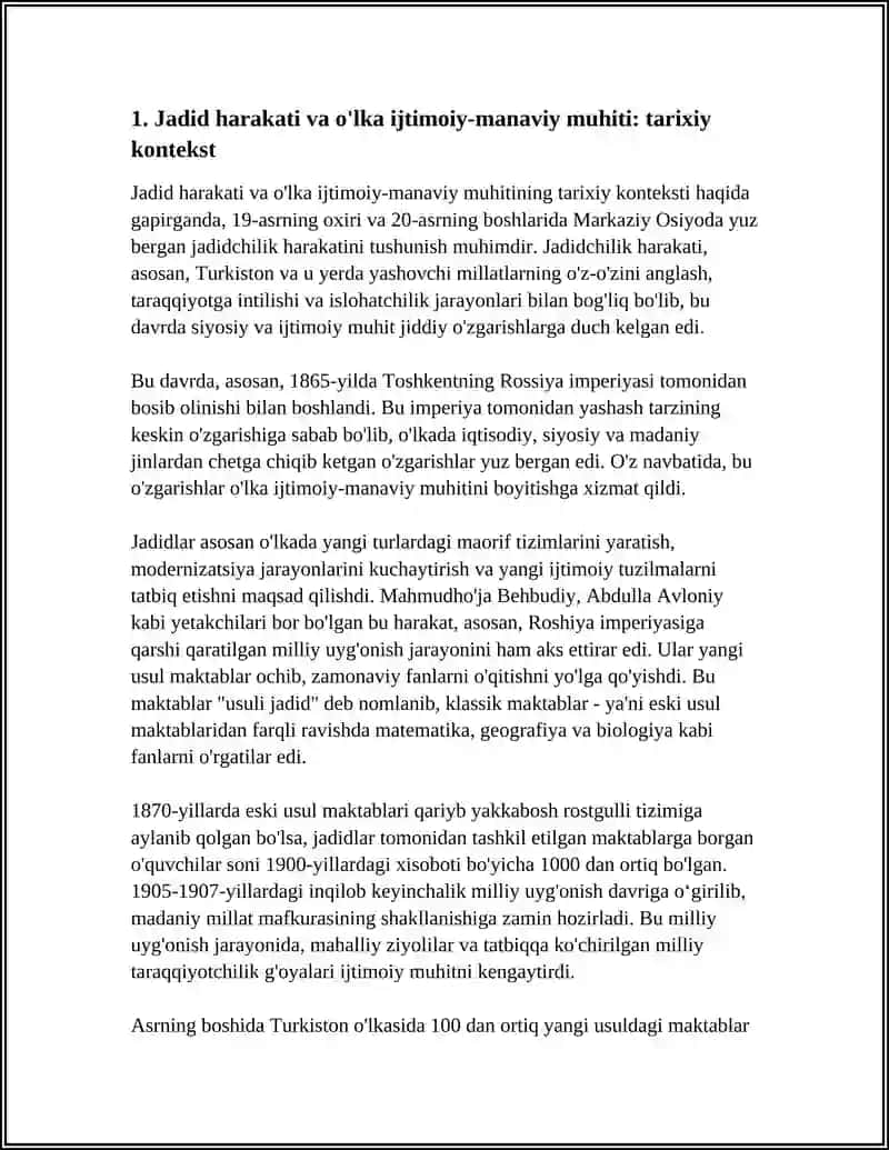 JADID MA'RIFATPARVARLARINING O'LKA IJTIMOIY-MANAVIYHAYOTIDA TUTGAN O'RNI 3