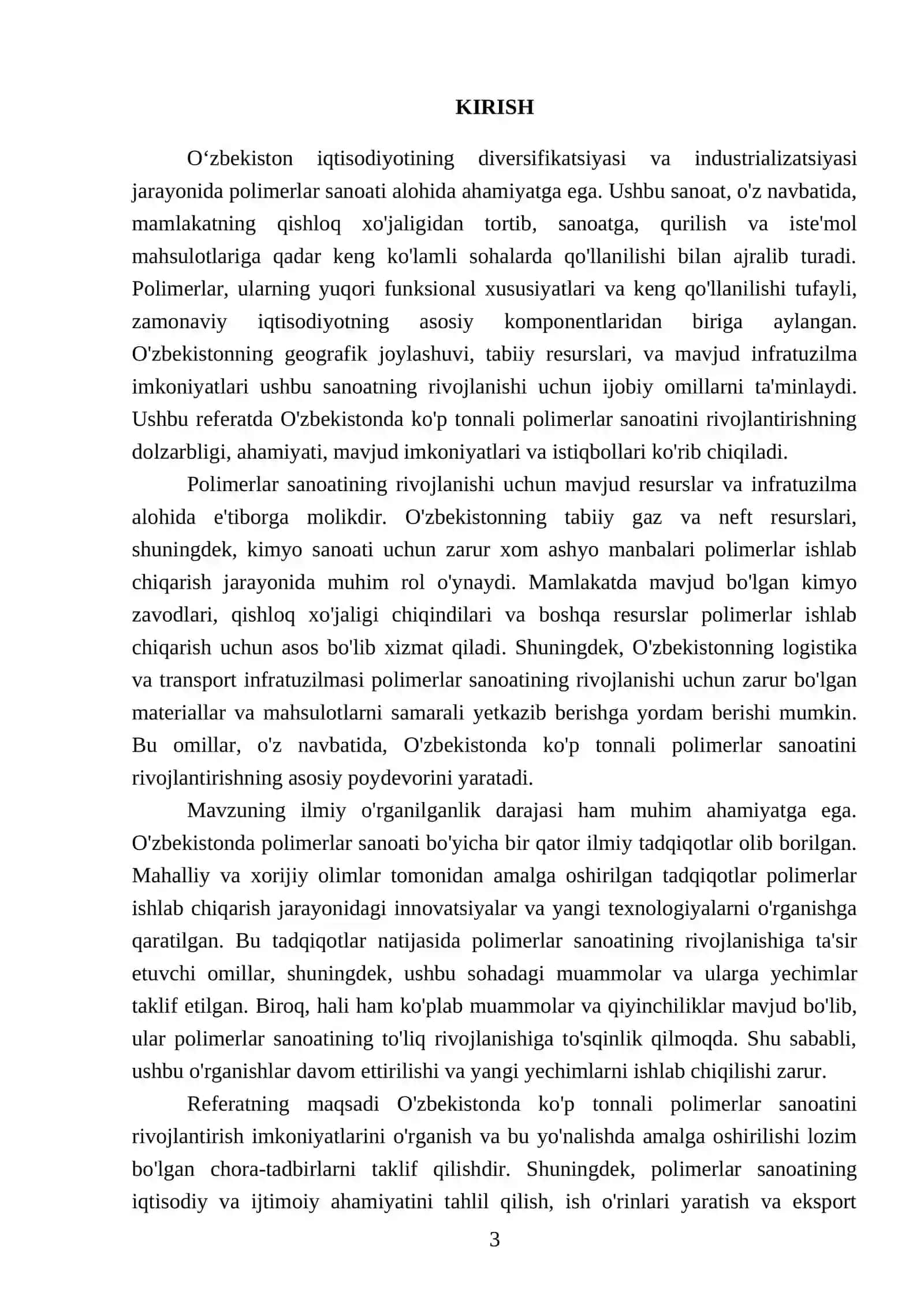 O'zbekistonda ko'p tonnali polimerlar sanoatini rivojlanishi va imkoniyatlari 3