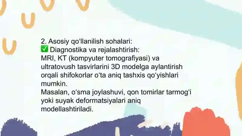3D modellashtirish Tibbiyotda 3