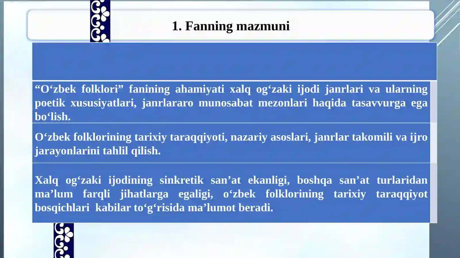 O'zbek folklori fani 3