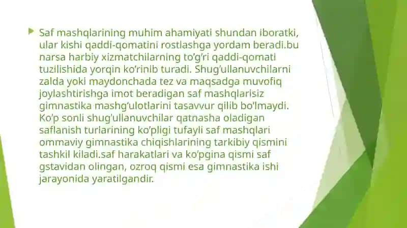 Saf mashqlari 3