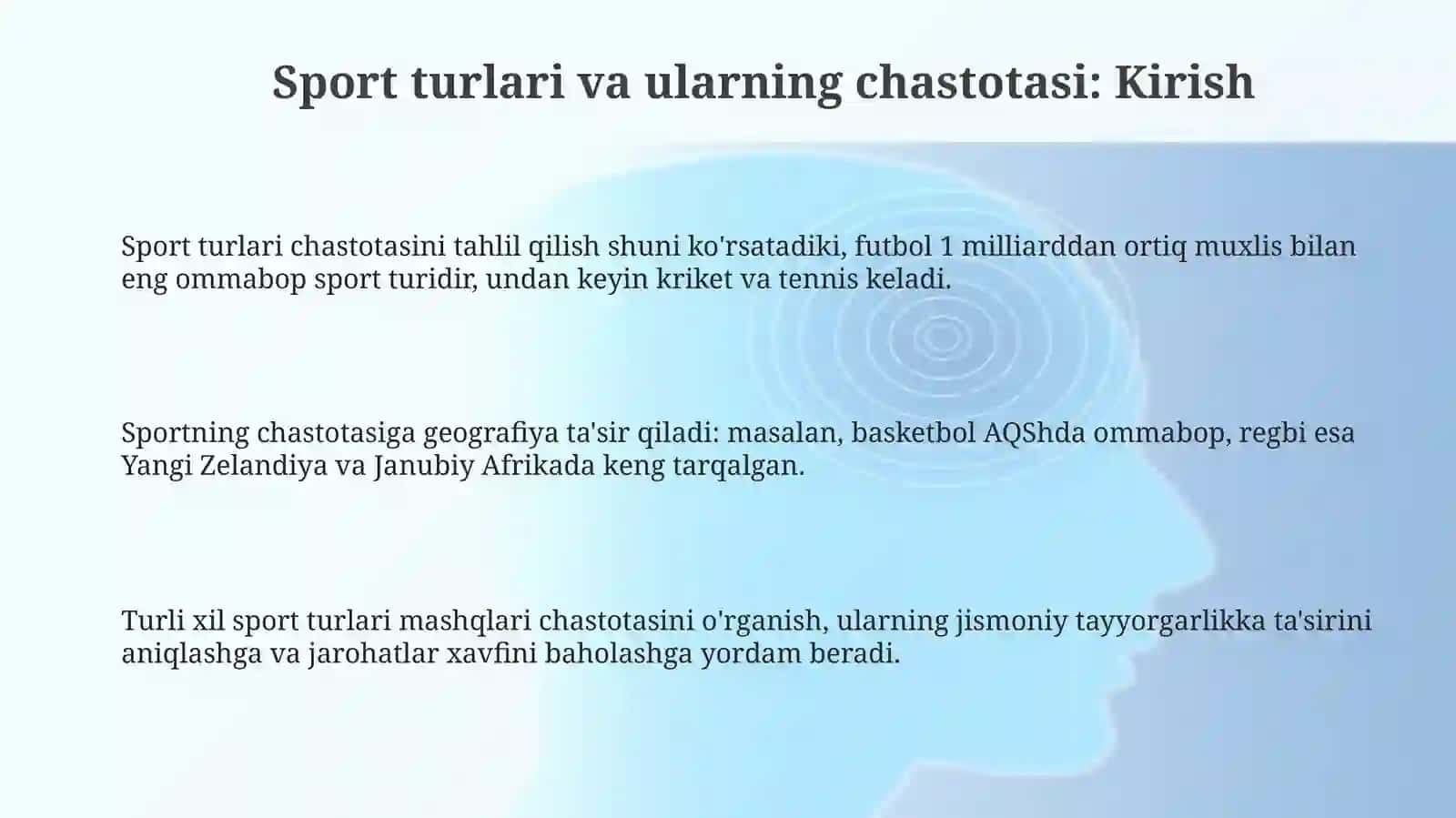 Sportbilanshugʻullanishturivachastotasi 3