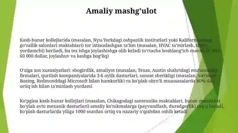 Amaliysan'at maktablari va ulardagi ozgaxosliklar 3