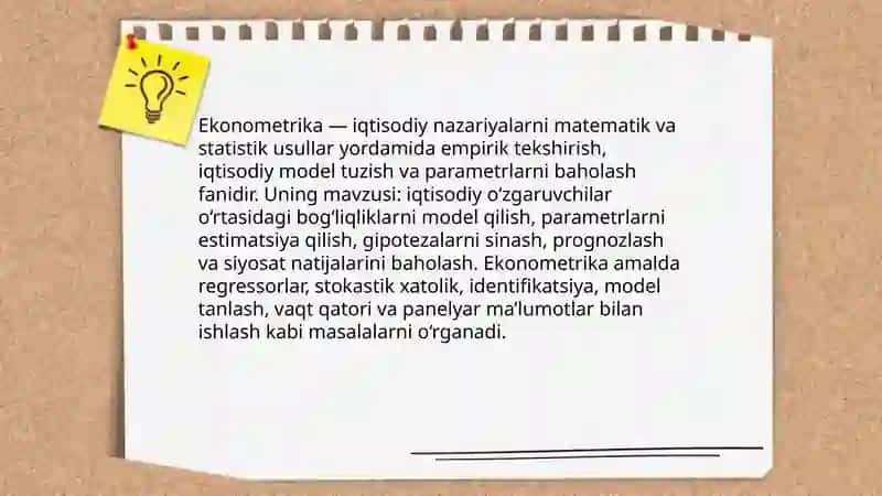 Ekonometrikaga kirish. Fanning maqsadi va vazifalari 3