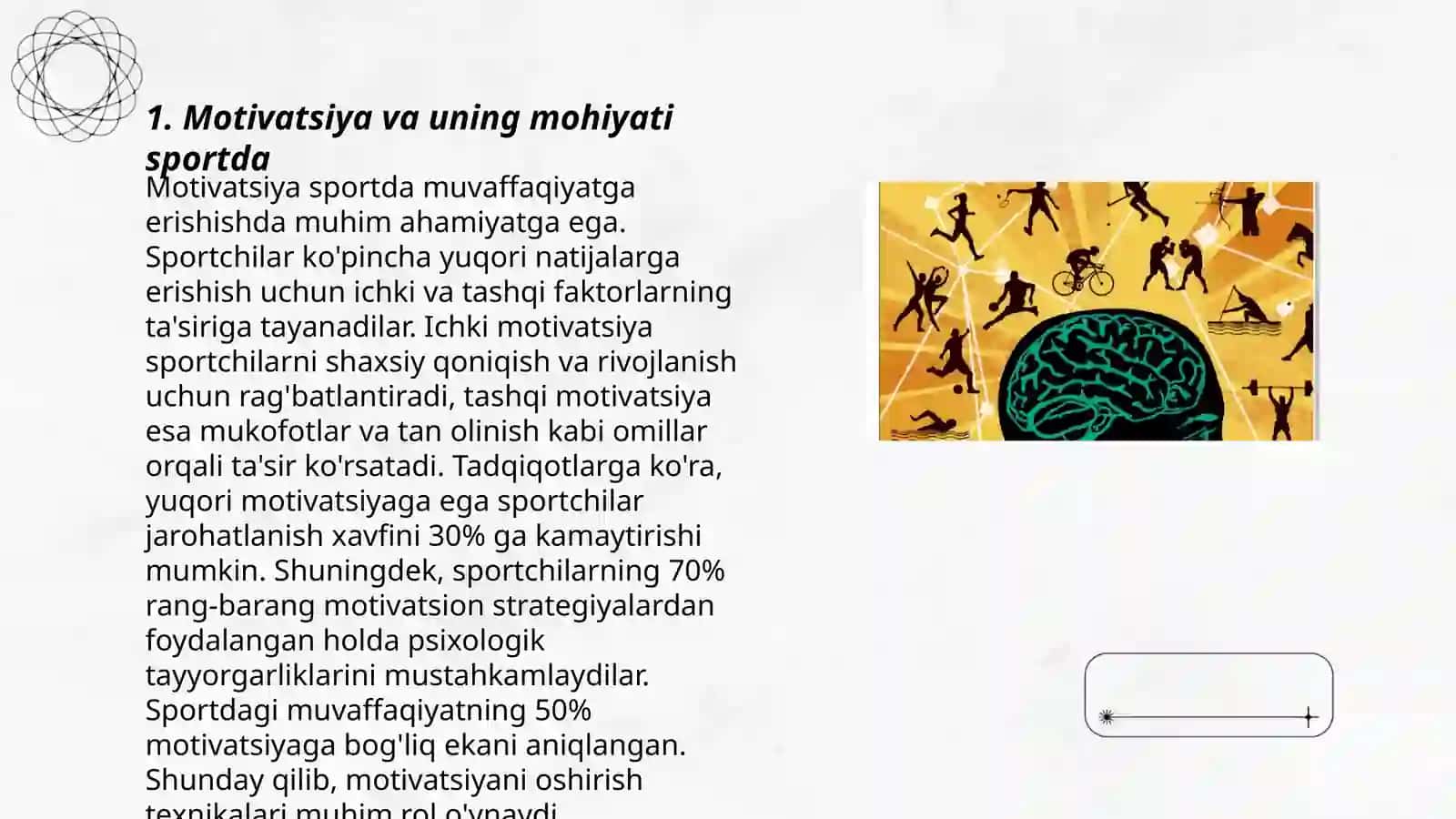 Motiv va uning sport faoliyatidagi ahamiyati sport mashgʻulotlari psixologiyasi 3