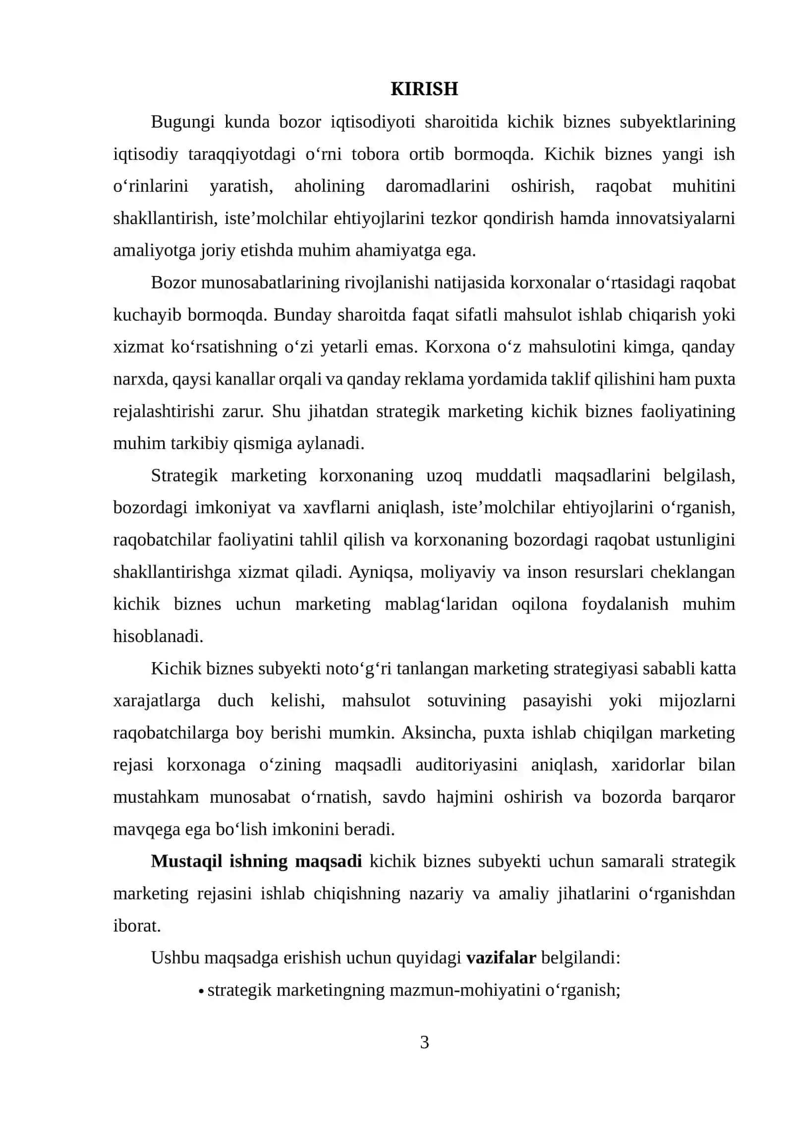 KICHIK BIZNES UCHUN STRATEGIK MARKETING REJASINI TUZISH 3
