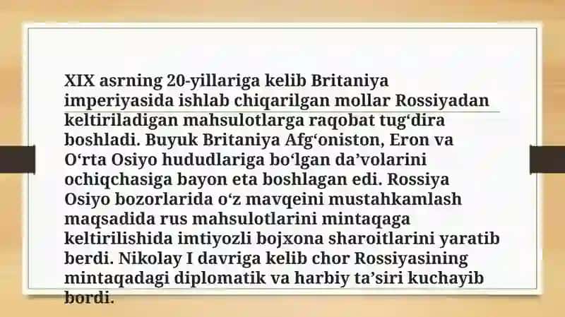 Chor Rossiyasining O’rta Osiyoga bosqini 3