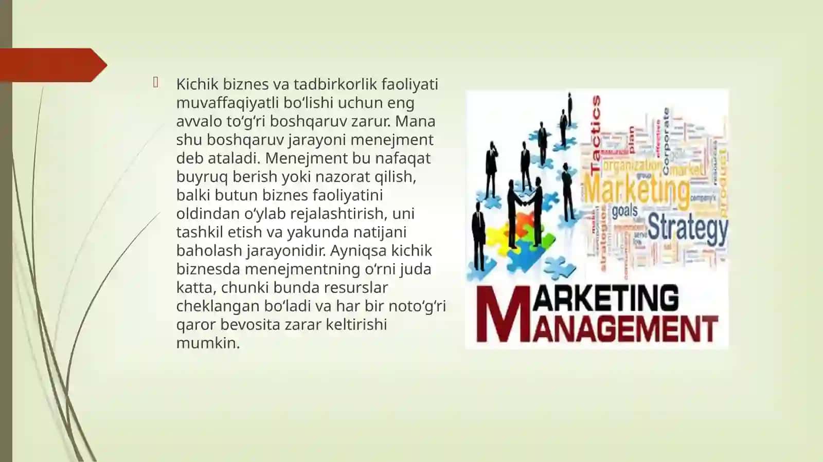 Kichik biznes va tadbirkorlikda menejment va marketingning roli 3