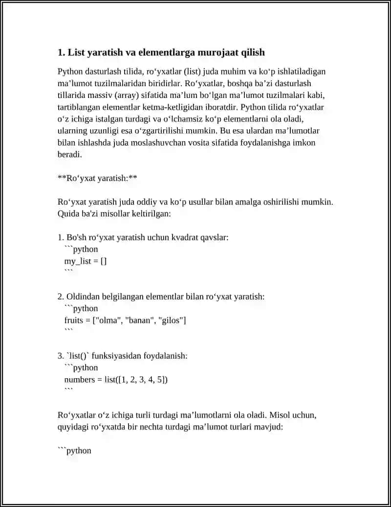 PYTHON DASTURLASH TILIDA TO’PLAMLAR (LIST, SET, TUPLE, DICTIONARY) BILAN ISHLASH 3