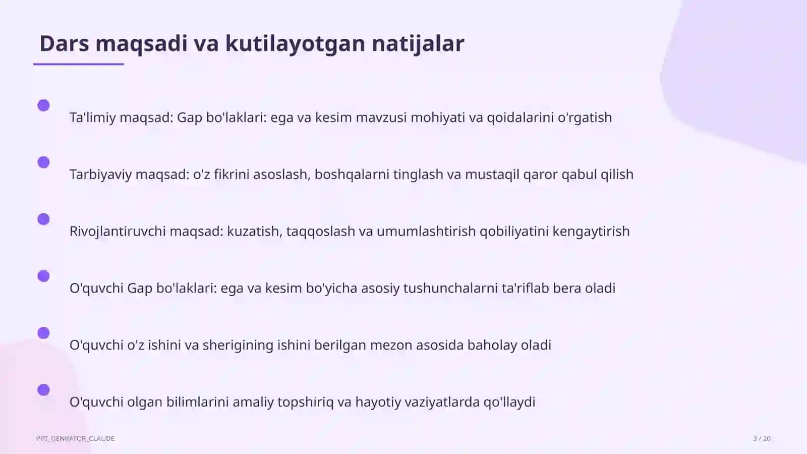 Dars rejasi 3