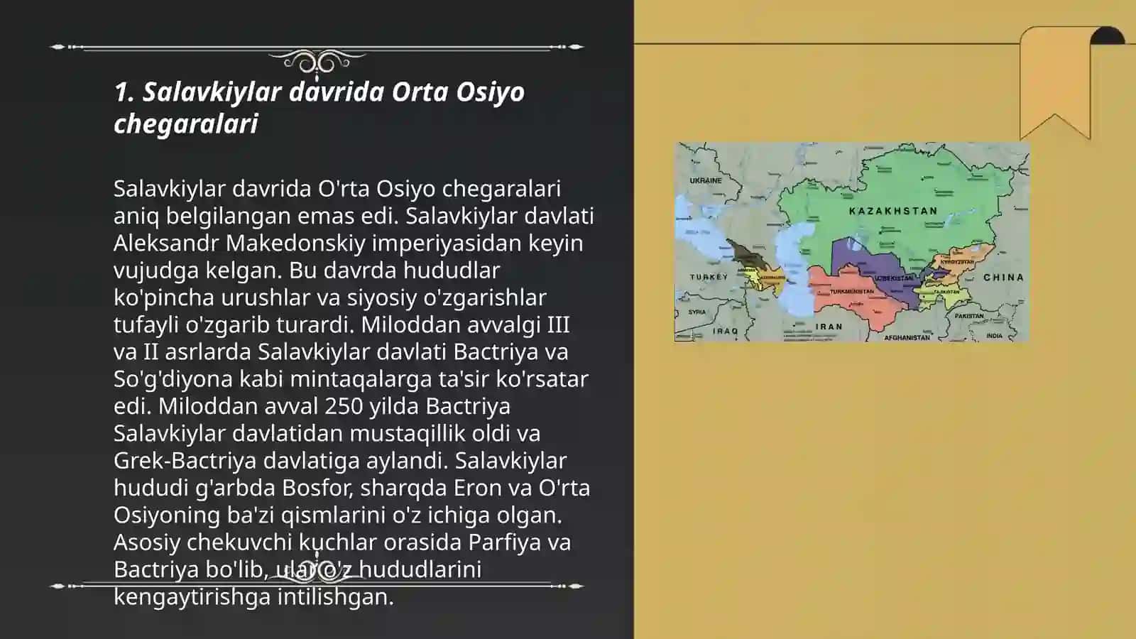 Orta Osiyo salavkiylar Yunon Baqtriya davlatlari davridagi tarixiy geografiyasi 3