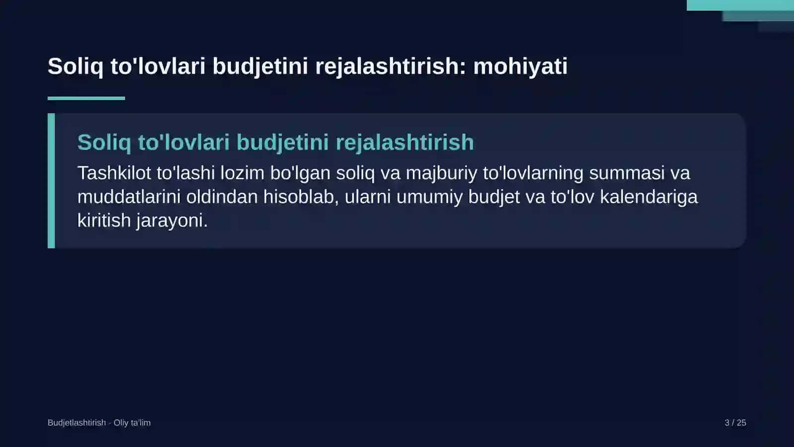 dehqon xo'jaliklarida soliq to'lovlari budjetini rejalashtirish 9637 3