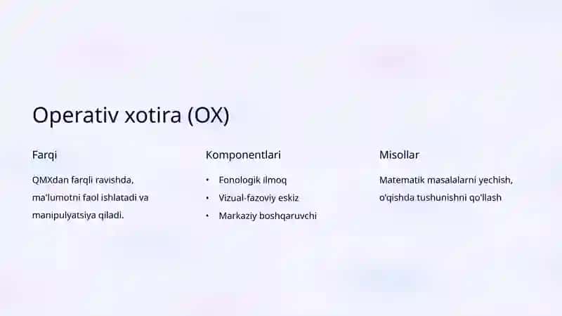Qisqa muddatli va Operativ xotira 3