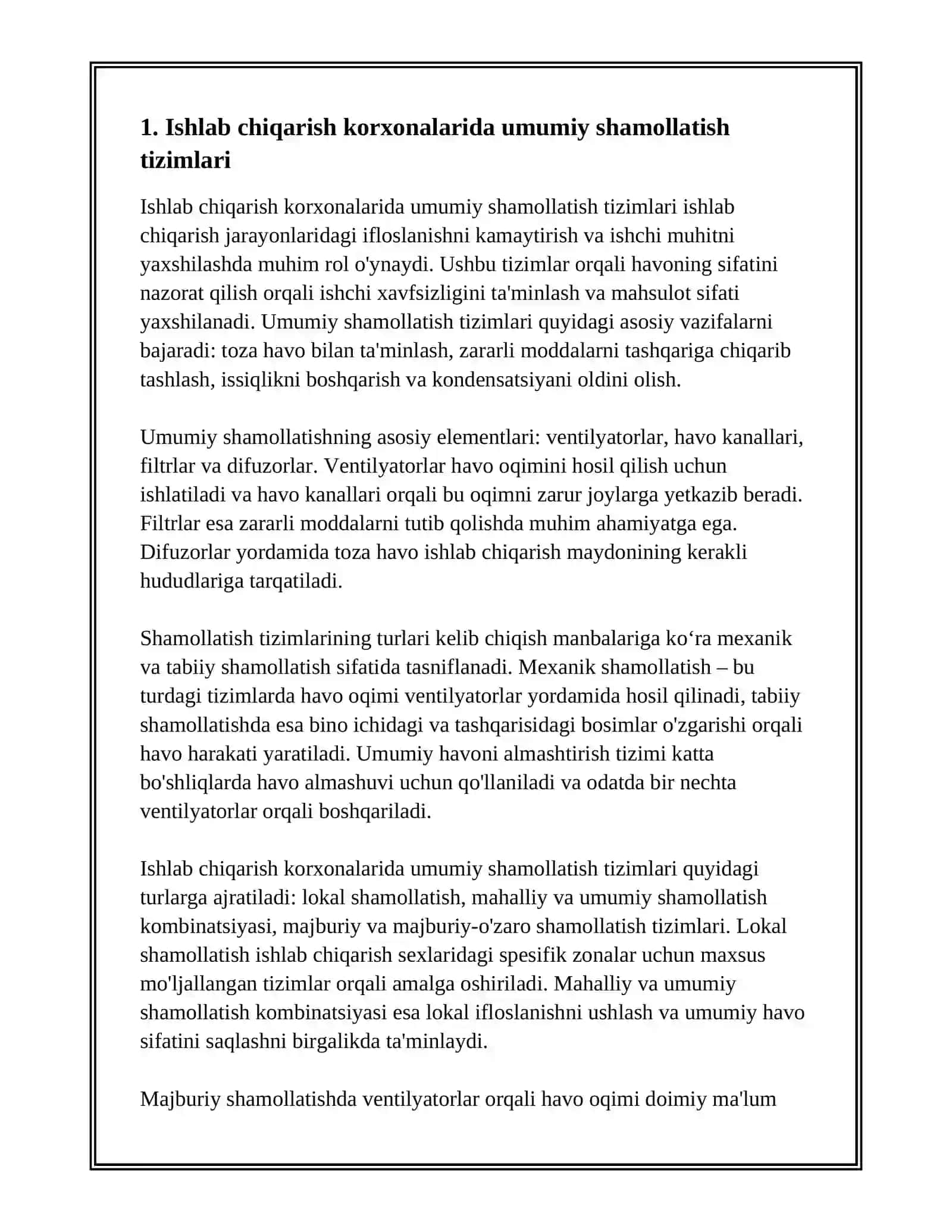 ISHLAB CHIQARISH KORXONALARINI SHAMOLLATISH TIZIMI 3