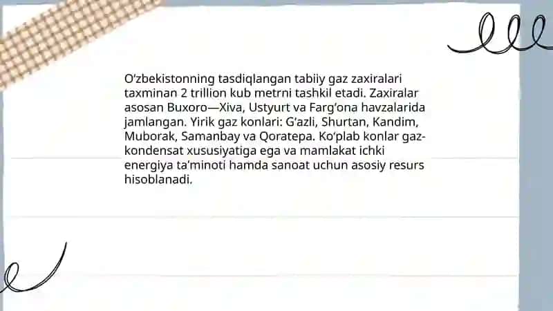 Oʻzbekistonning foydali qazilmalari haqida maʼlumot tayyorlash 3