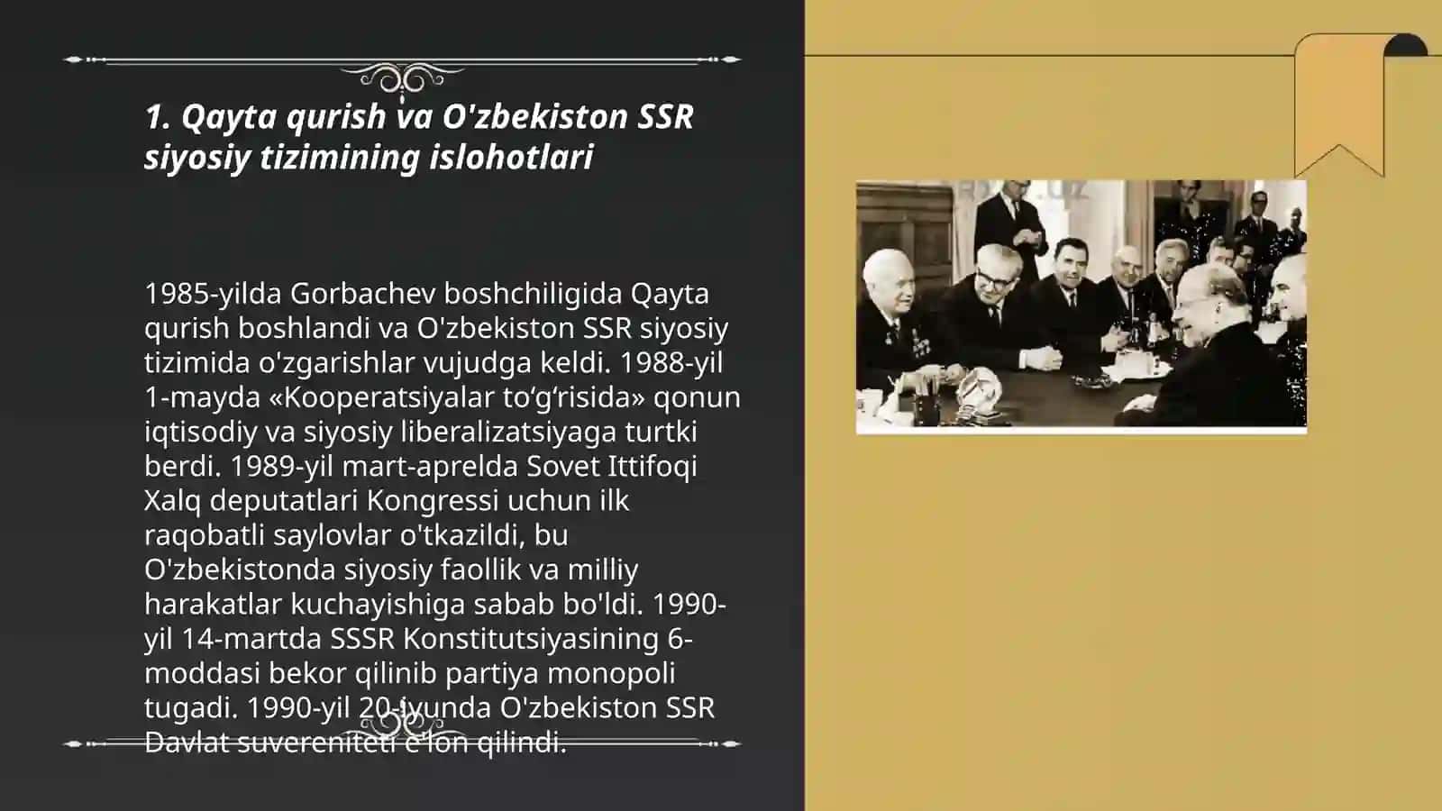 Qayta qurish yillarida O'zbekistondagi ijtimoiy-siyosiy vaziyat 3