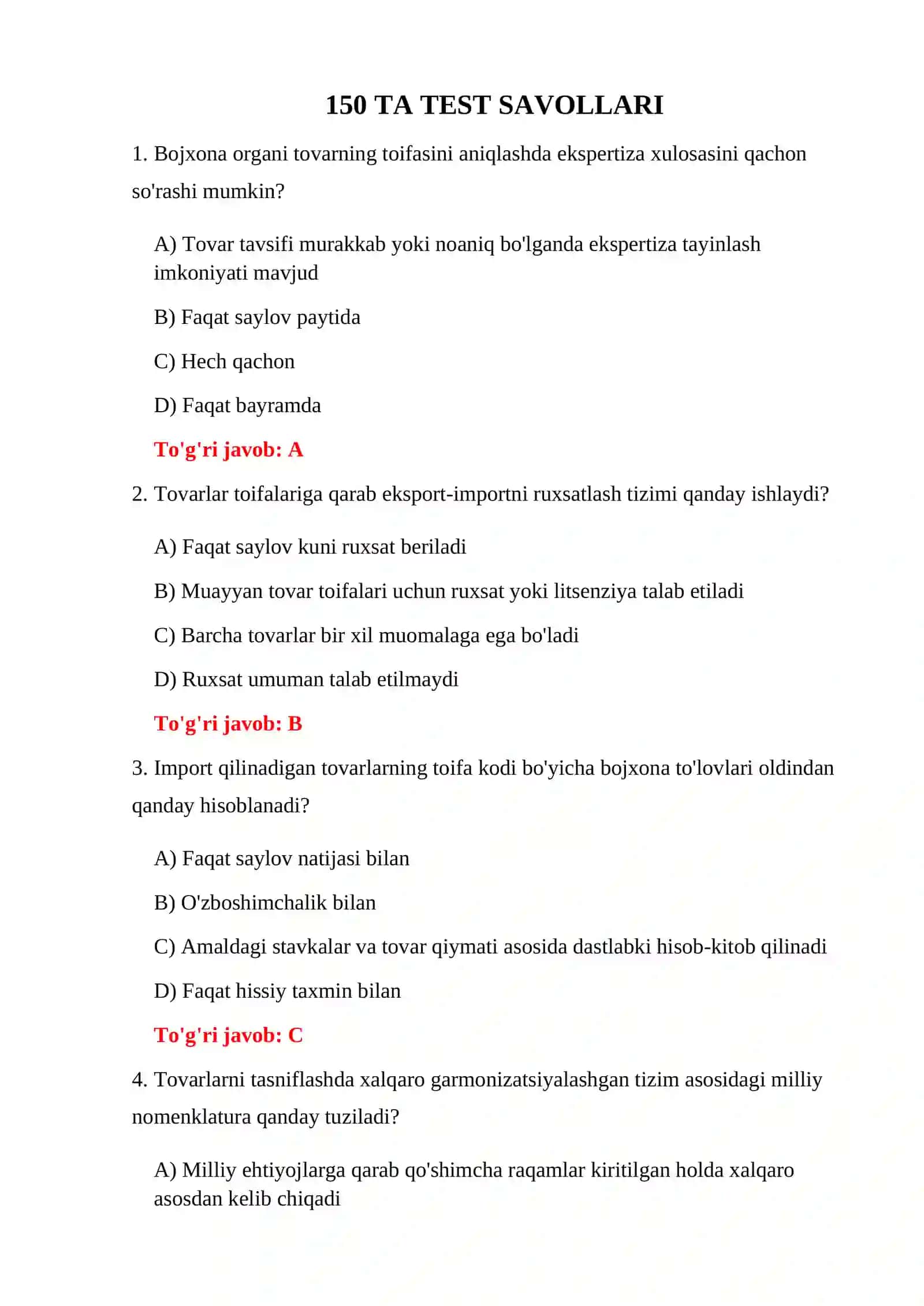 Bo'yoq imtihon savollari 3