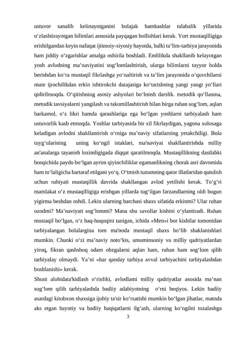 "Adabiyot o‘qitish metodikasi" 3