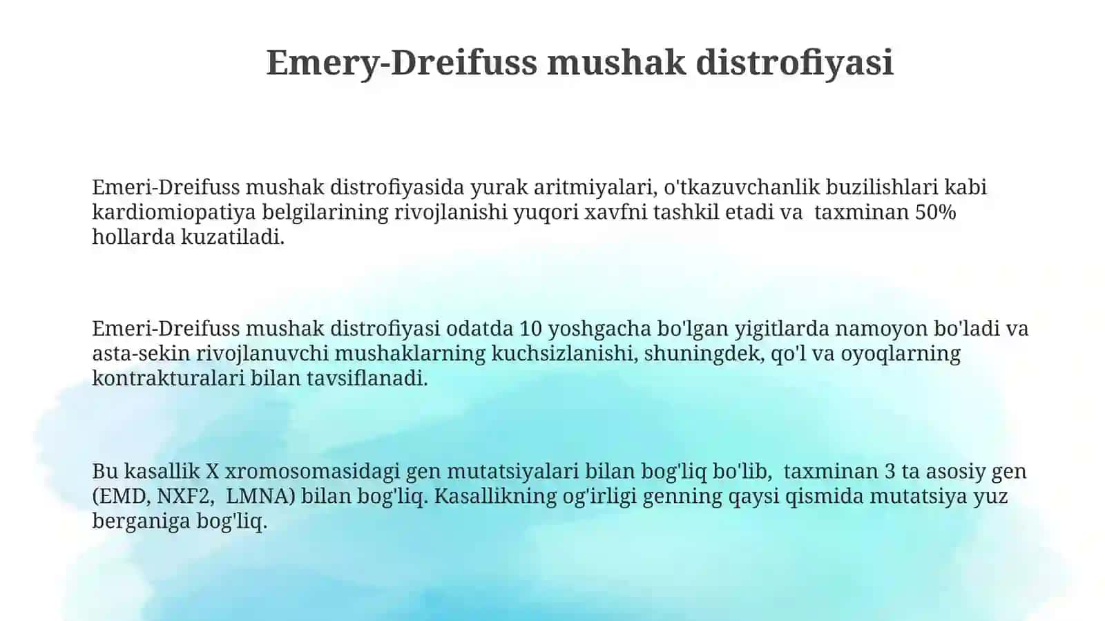 Asab tizimining (miopatiyalar) nasliy kasalliklari 3