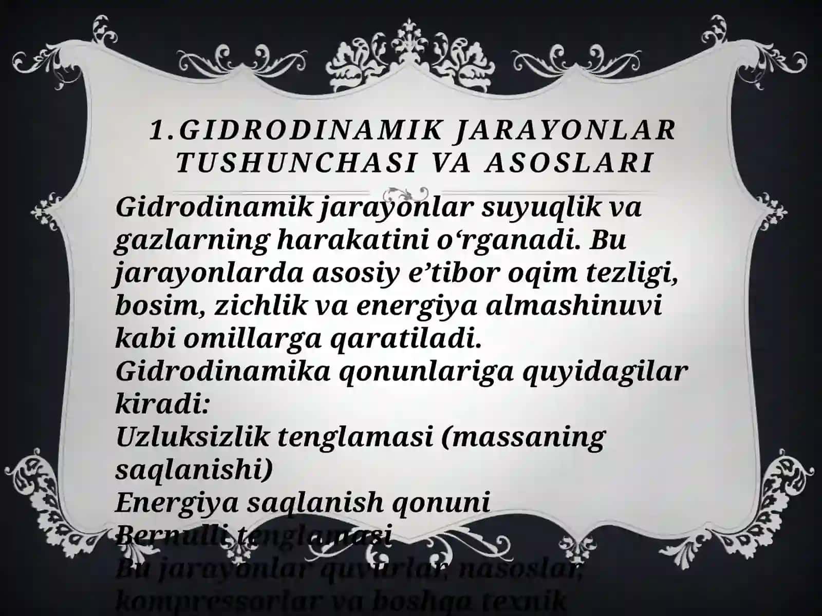 Gidrodinamik jarayonlar massa jarayonlar almashinuv 3