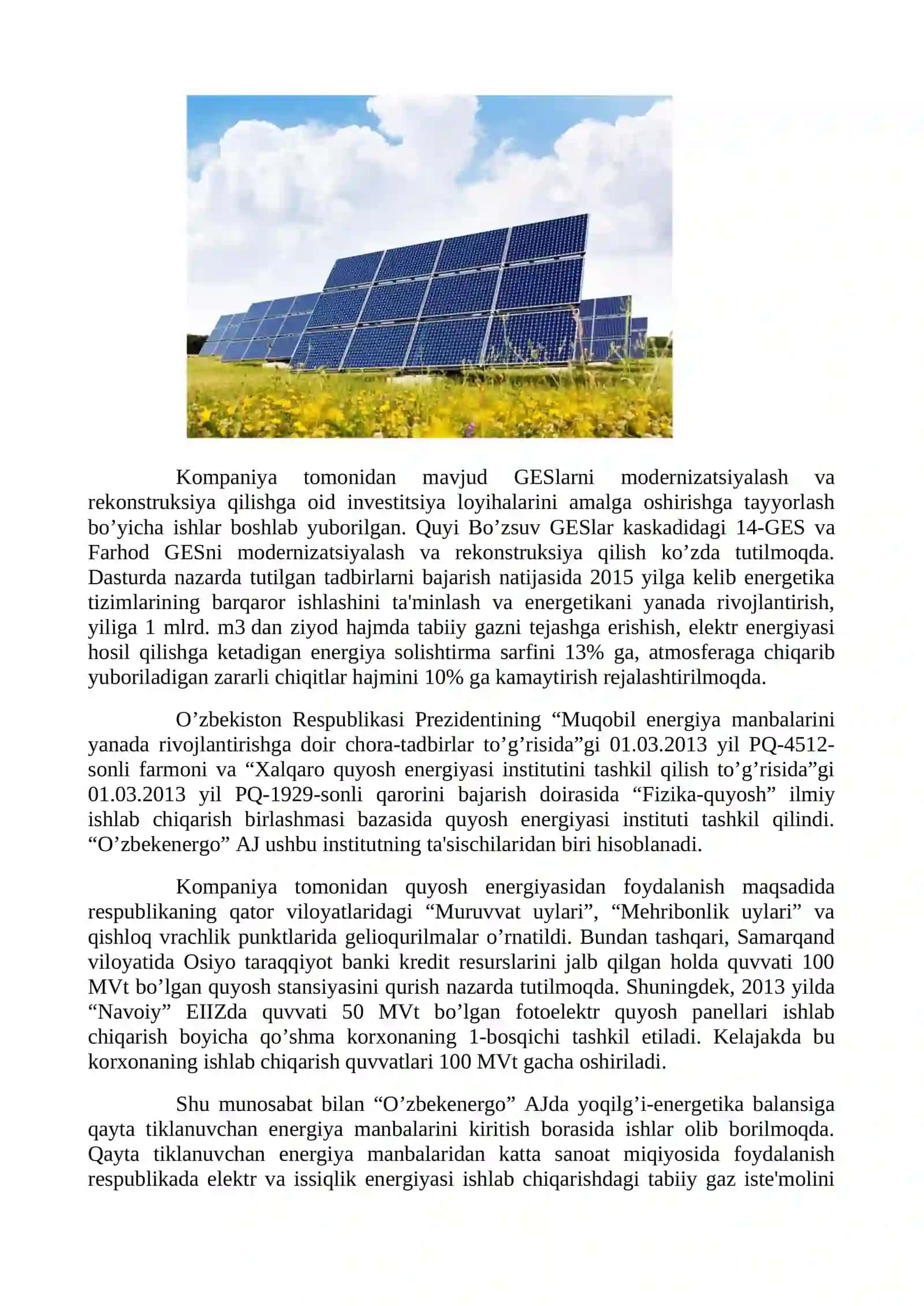 Muqobil energiya turlari va ulardan foylanaish zarurati 3