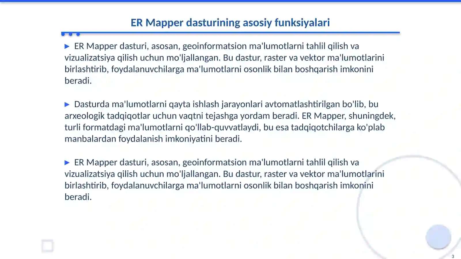 ER Mapper dasturidan arxeologik ma'lumotlarni qayta ishlashda foydalanish 3