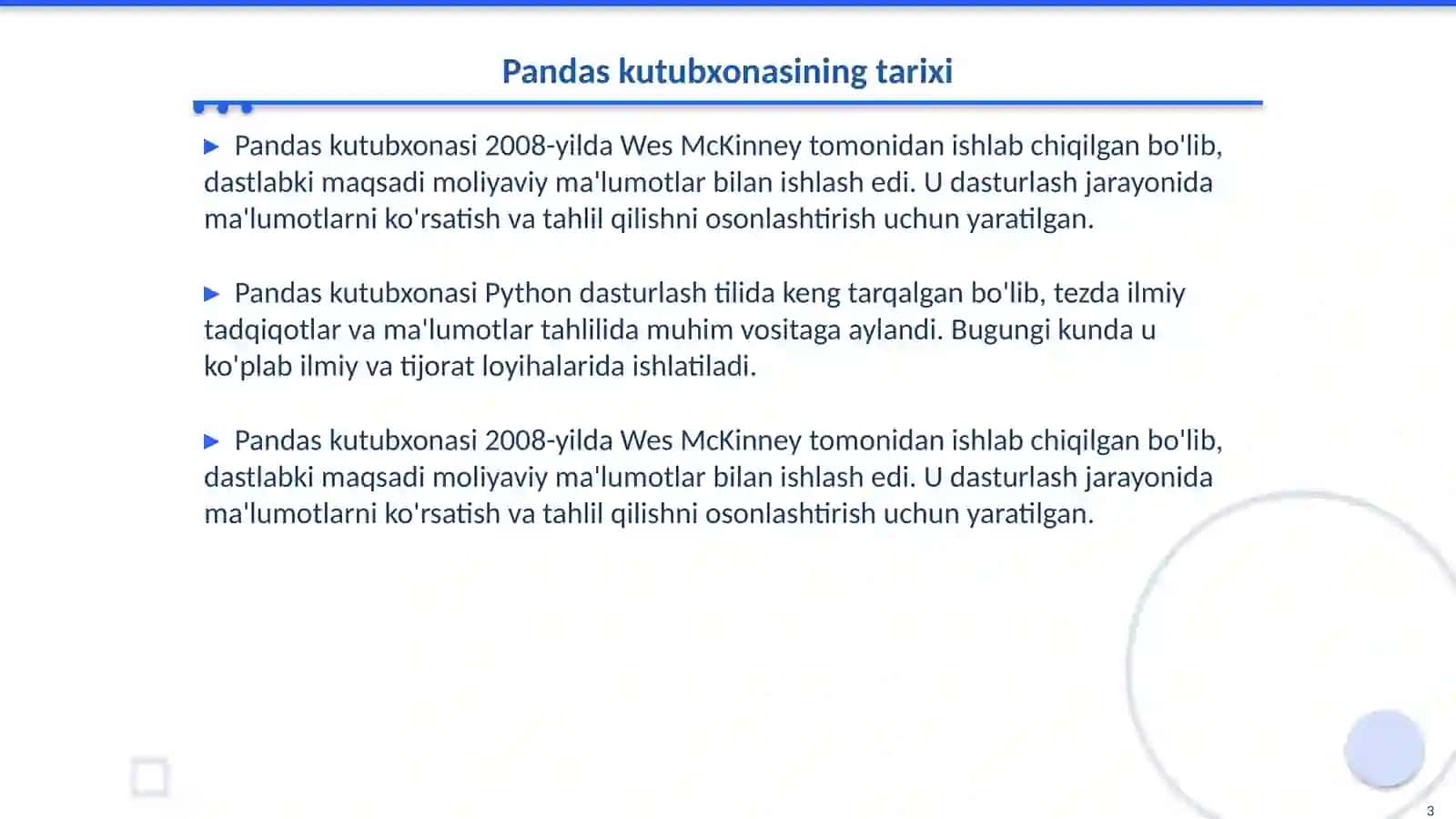Pandas kutubxonasidan foydalanish 3