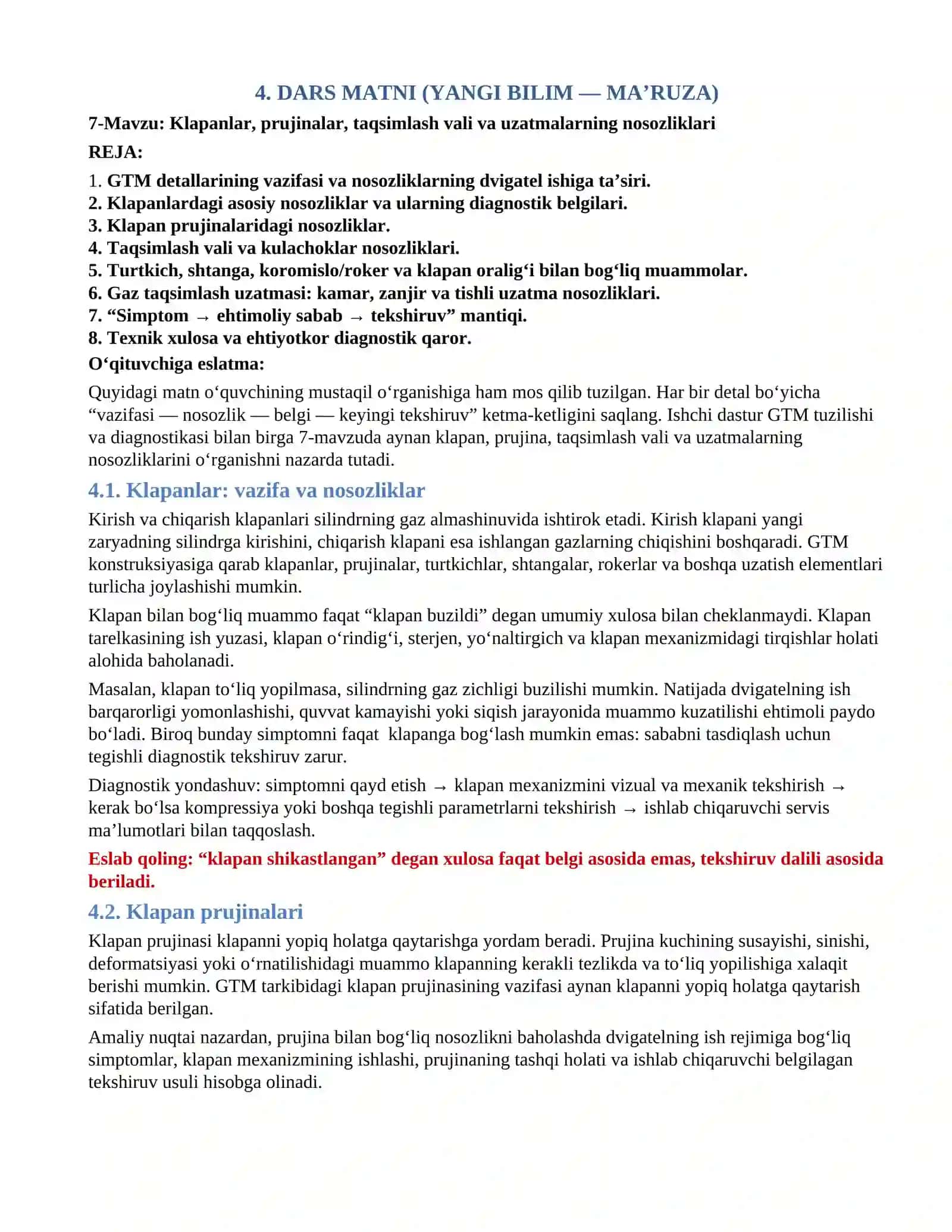 7_mavzu. Klapanlar_prujinalar_taqsimlash_vali_va_uzatmalarning_nosozliklari 3