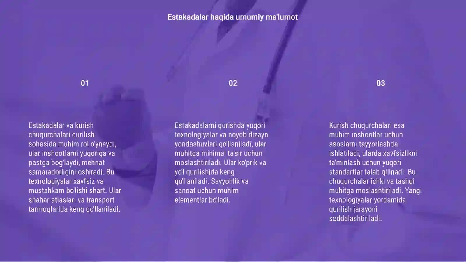 Estakadalar va kurish chuqurchalari 3