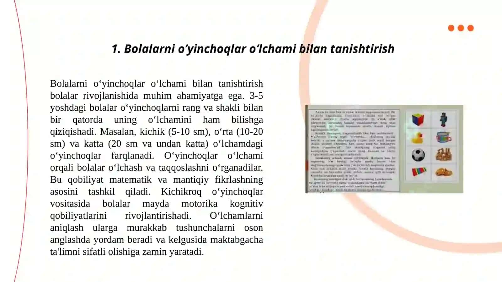 Bolalarni predmetlar oʻlchami bilan tanishtirish vazifalari 3