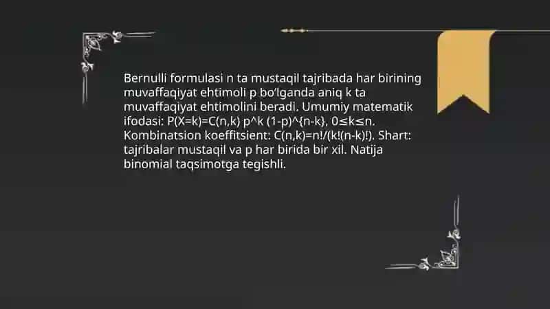 Bernulli formulasi 3