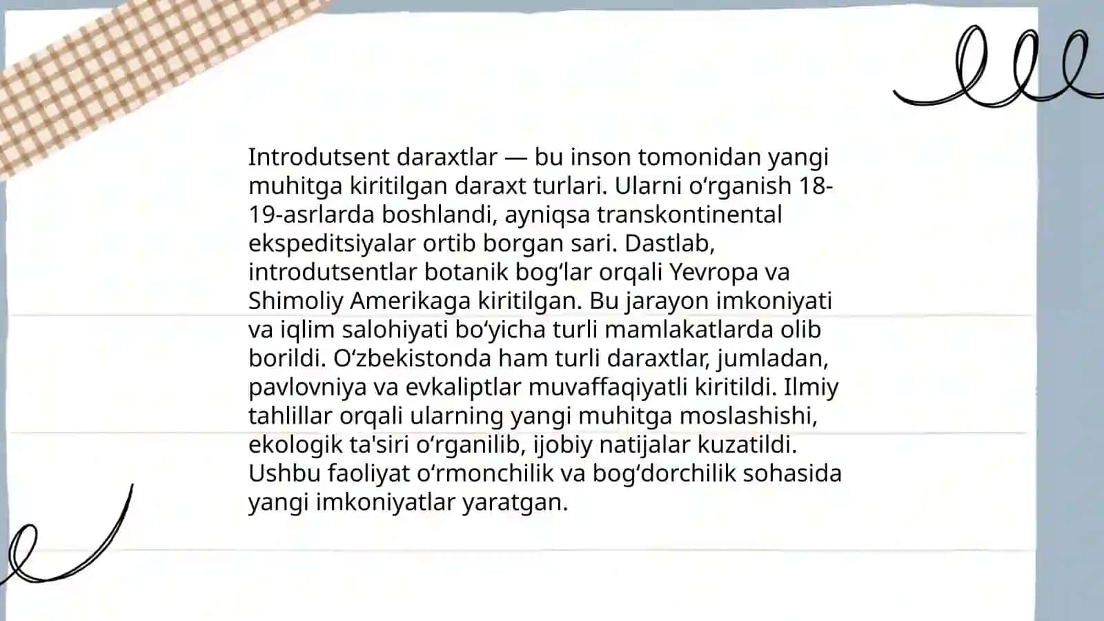 Introdutsent daraxt turlarini oʻrganish 3