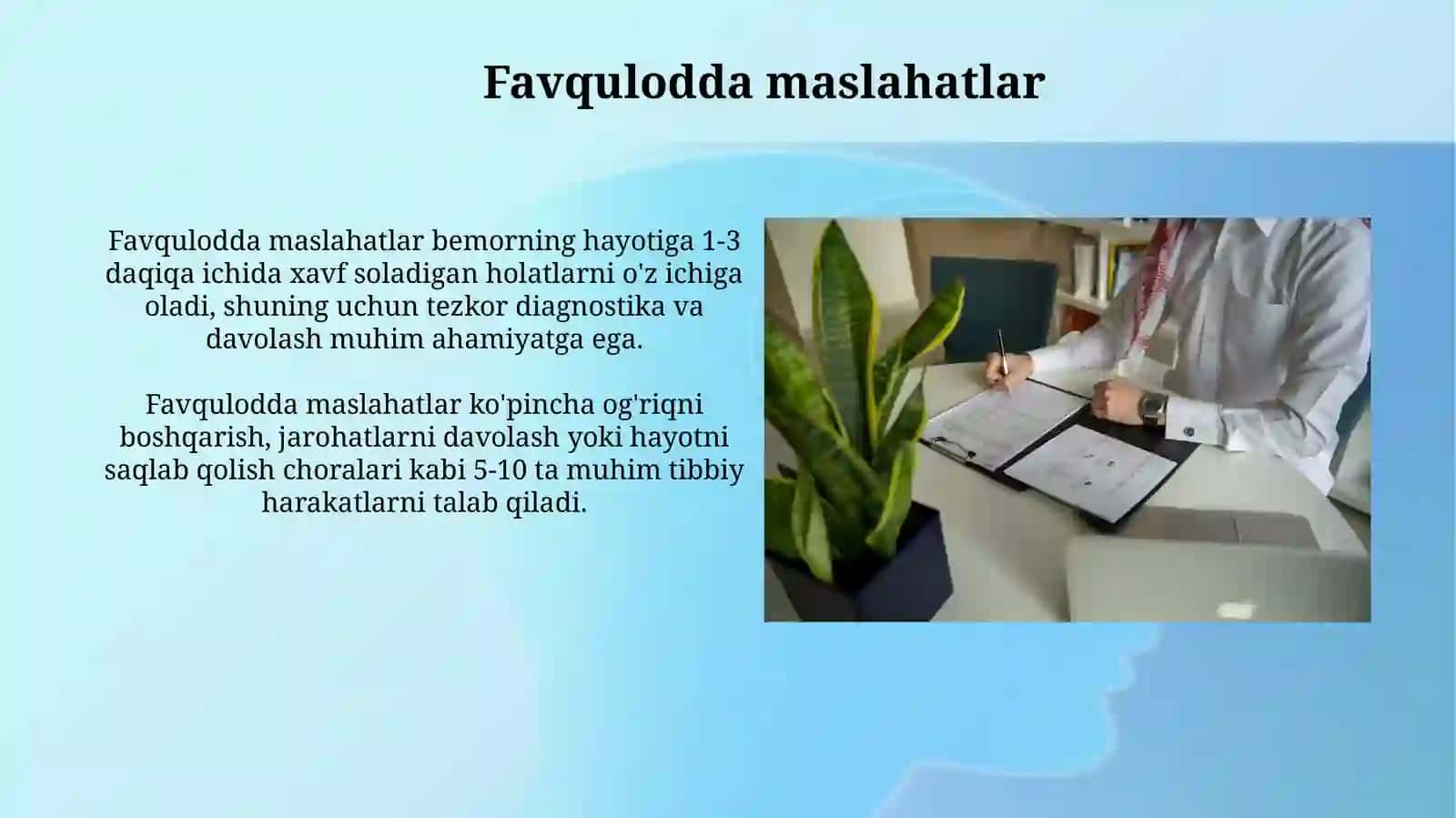 Tibbiyotda maslahat turlari, qoidalari, maslahat berish koʻnikmalari, asosiy prinsiplari 3