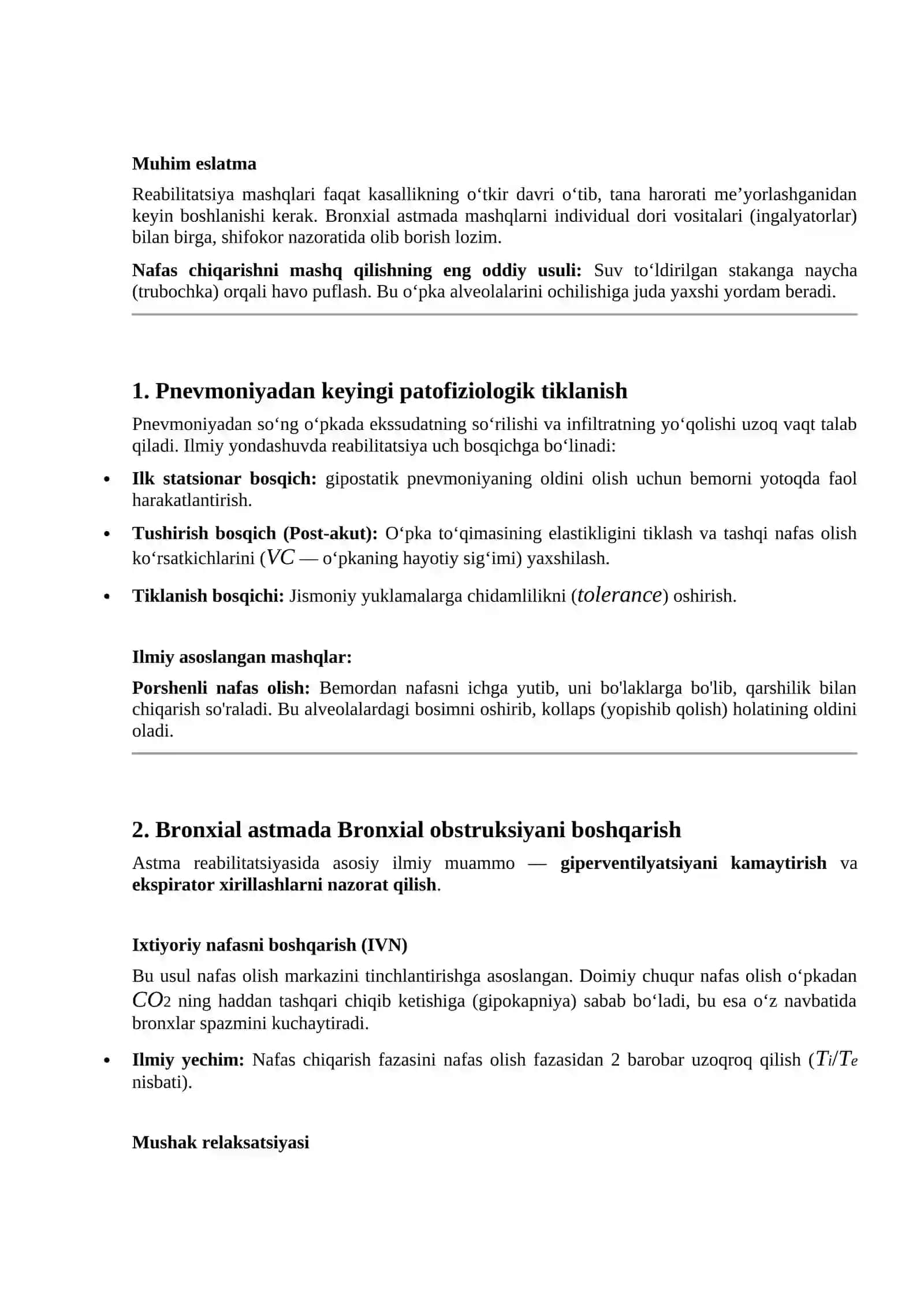 Nafas olish tizimi kasalliklarida reabilitatsiya: Pnevmoniya va bronxial astmada nafas gimnastikasi 3