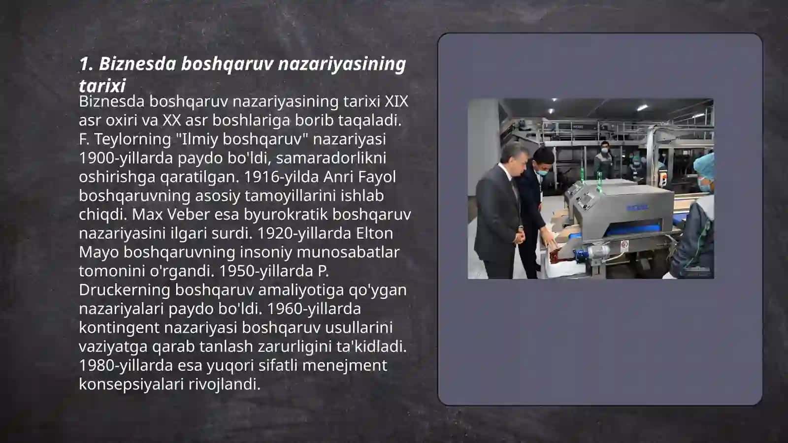 Biznesda boshqaruv nazariyasining rivojlanishi 3