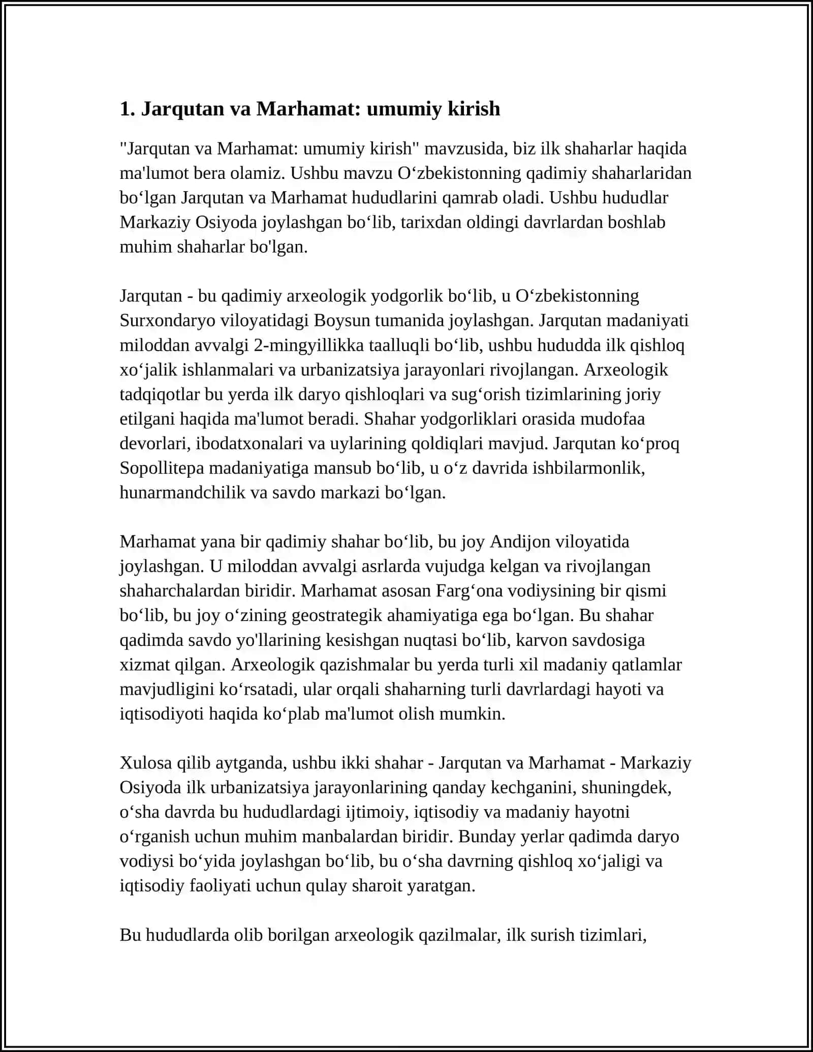 JARQÓTAN VA MARHAMAT KABI ILK SHAHARLARNI ÓRGANIB SLAYD TOYYARLASH MUSTAQIL ISH 3