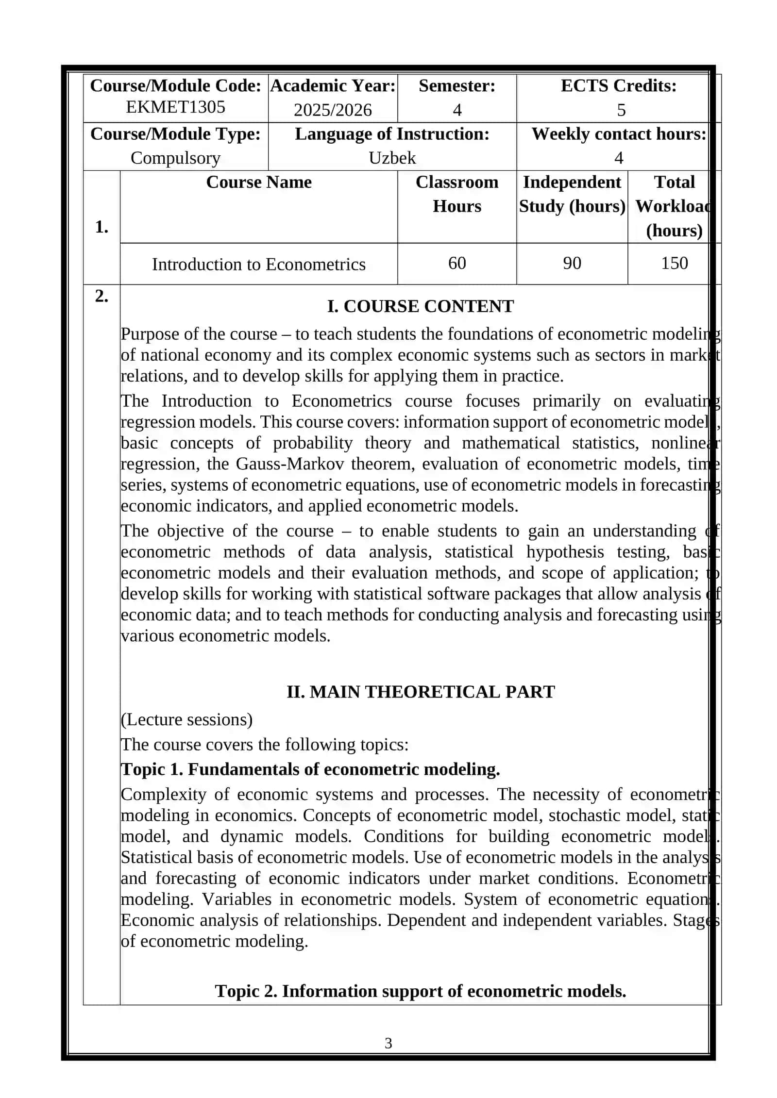 Introduction to Econometrics 3