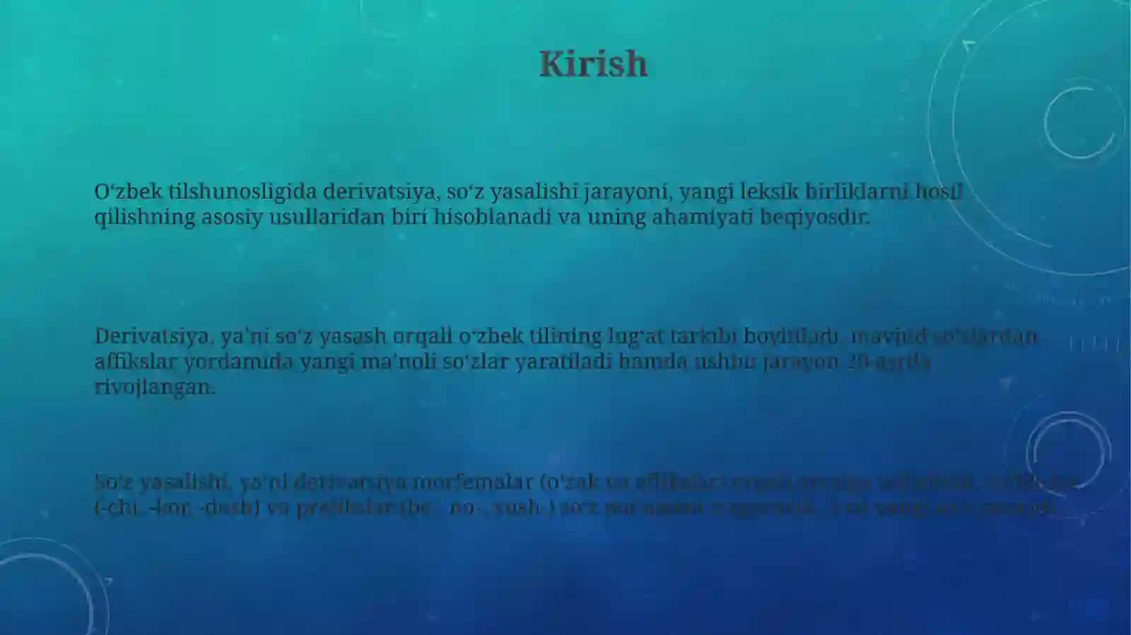 O'zbek tili derivatsiyasi 3