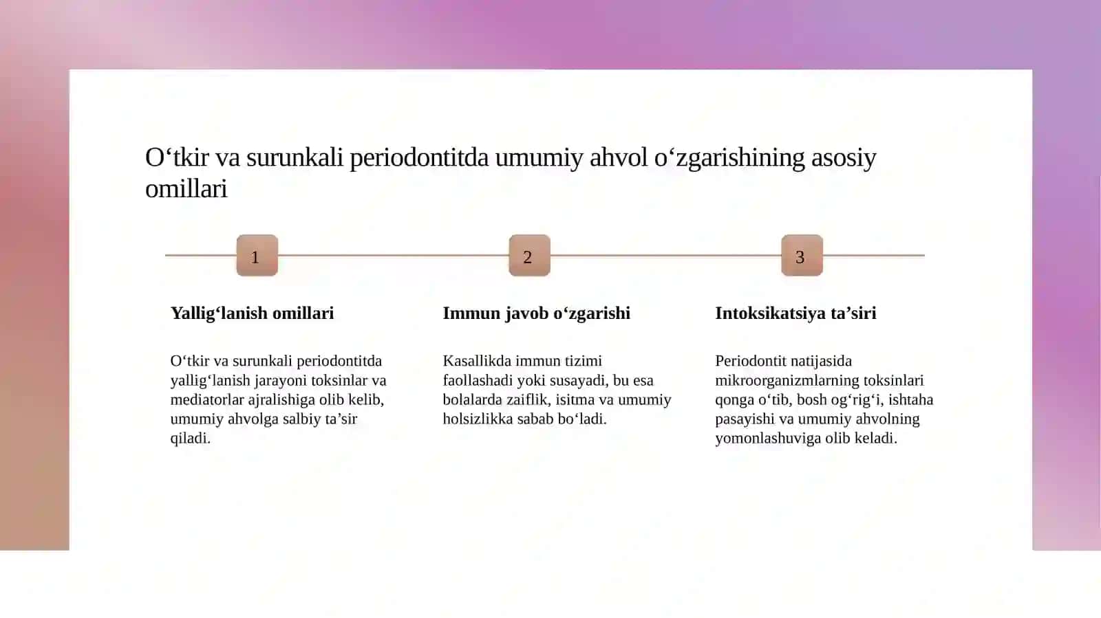 Oʻtkir va surunkali periodontitda umumiy ahvol oʻzgarish 3