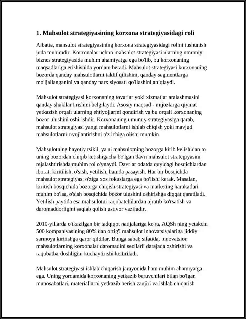 KORXONANI STRATEGIK BOSHQARISHDA MAHSULOTNI O'RNI 3