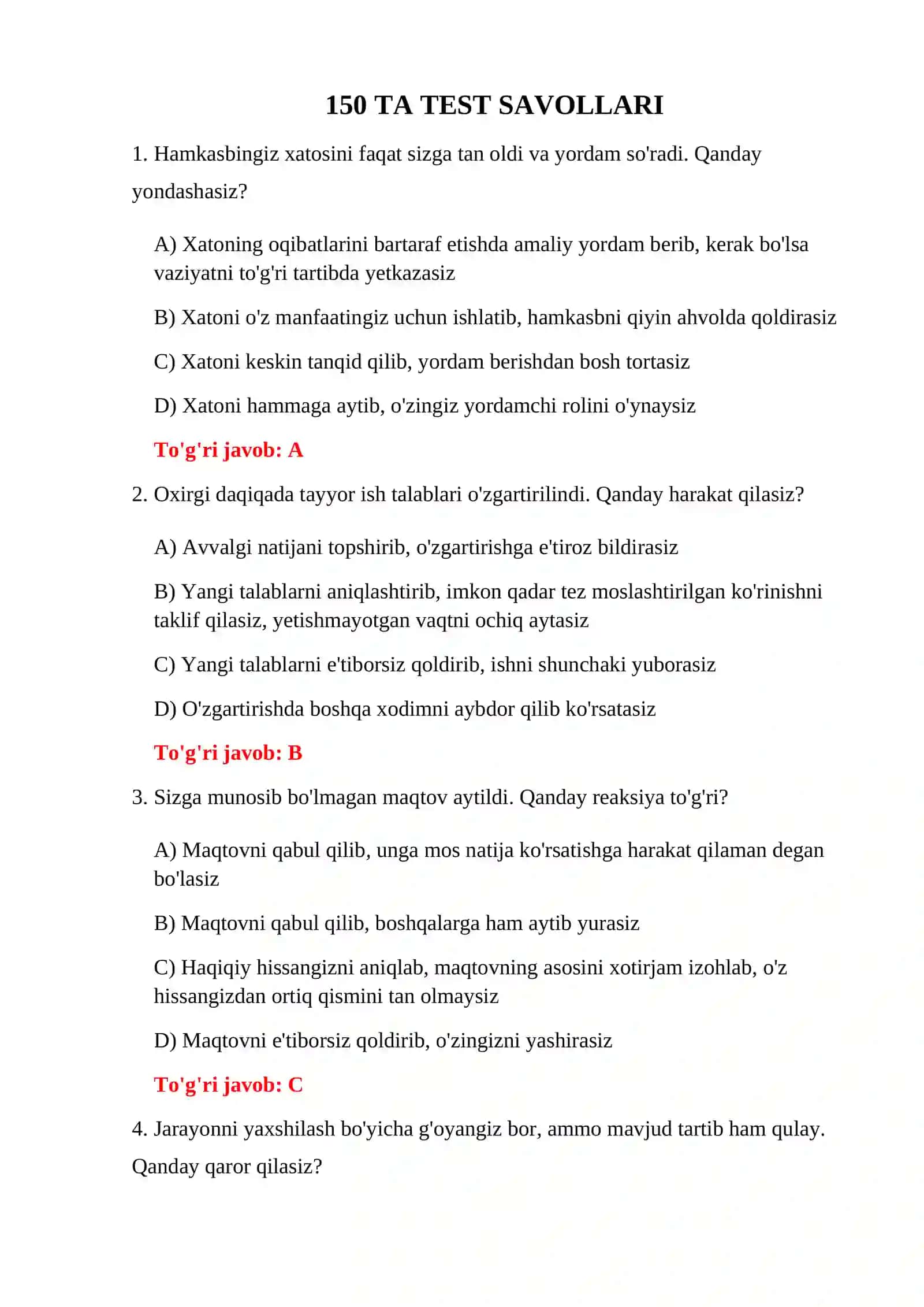 BOJXONA PSIXOLOGIK TEST SAVOLLARI 3