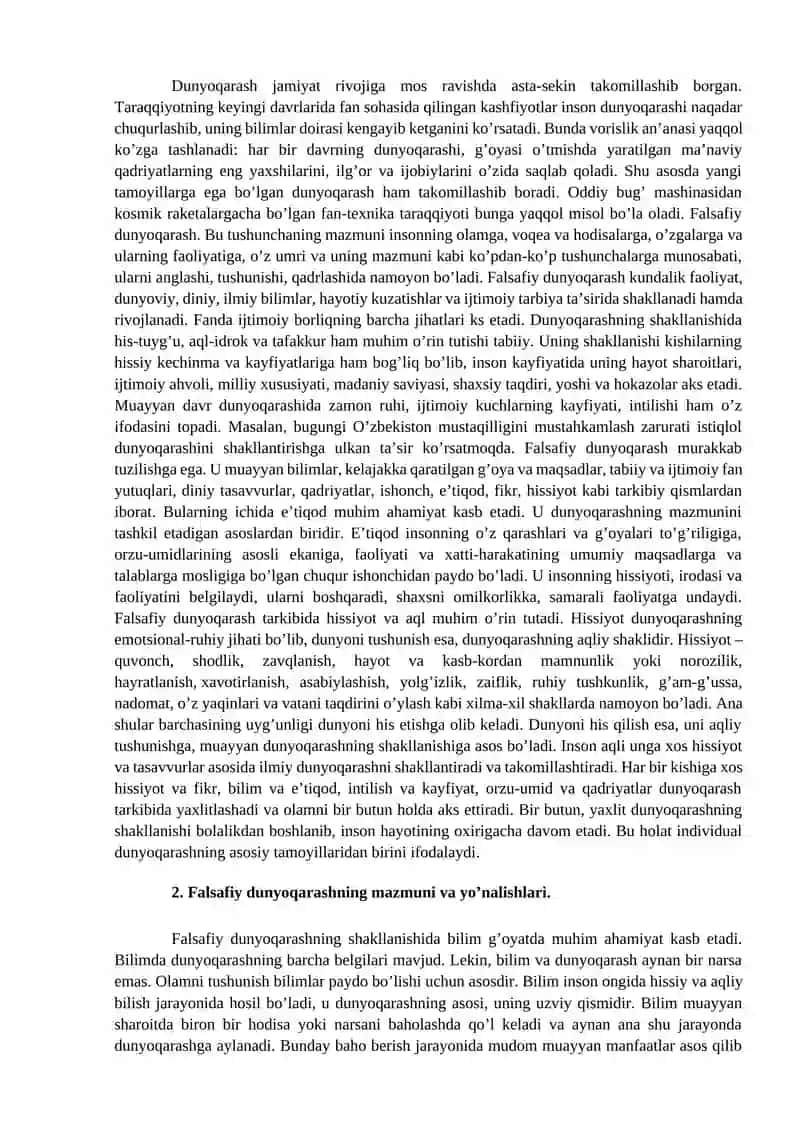 Dunyoqarash tushunchasi, shakllari va vujudga kelishi 3