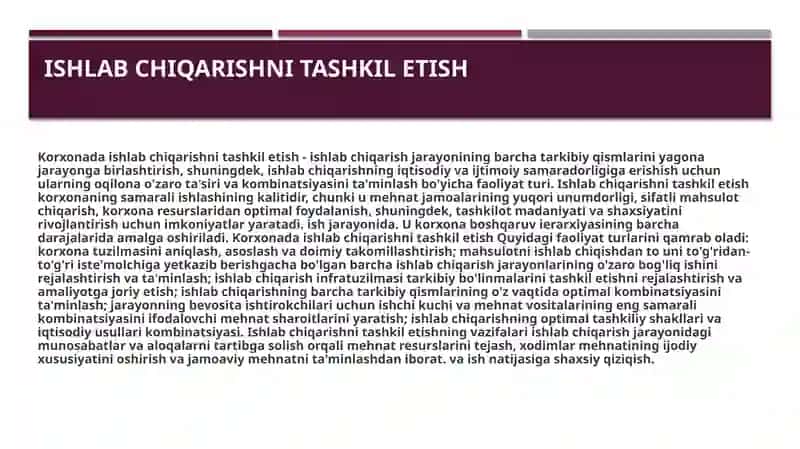 Ishlabchiqarishni tashkilotlash 3